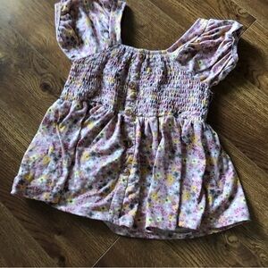 Smocked pink floral girl's top in size 6